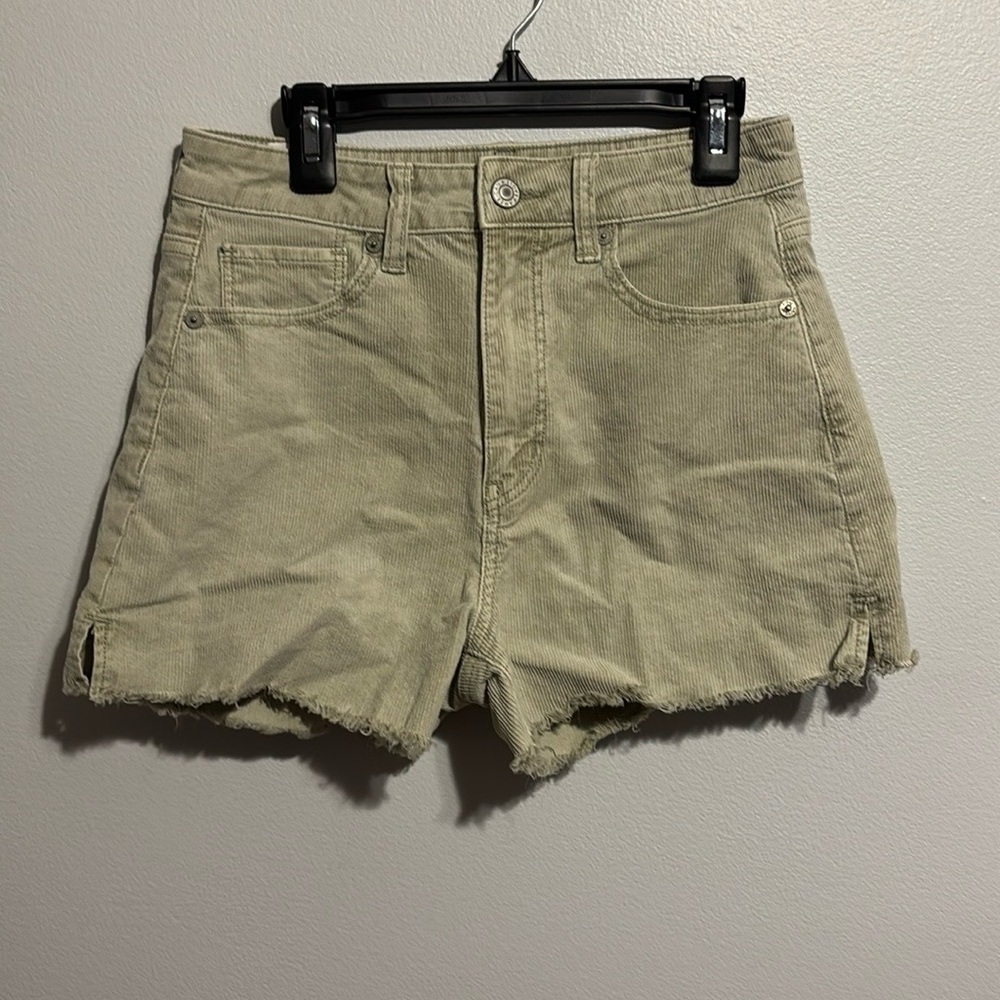 American Eagle Outfitters Green Jean Shorts High-Waisted Frayed Hem
